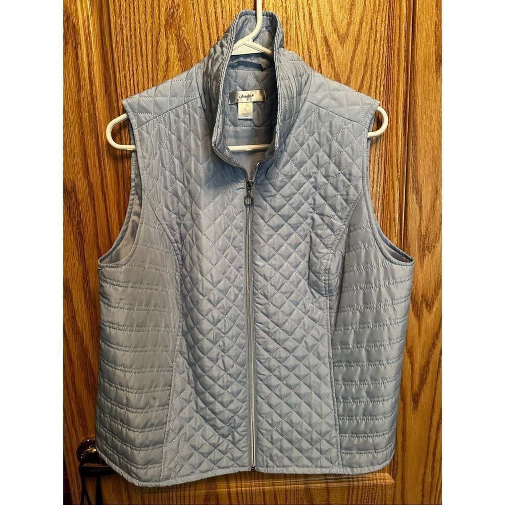 NWOT CJ Banks quilted puffer vest. Light blue, size XL